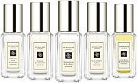 Jo Malone Cologne Collection = Lime Basil & Mandarin 9 ml + English Peer & Fresia 9 ml + W. Bluebell 9 ml + Peony & Blush Suede 9 ml + Wood Sage & Sea Salt 9 ml